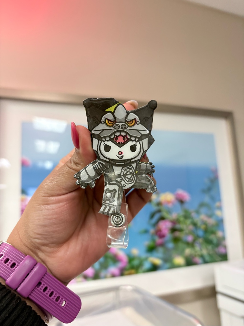 Sanrio Badge Reel - Hello Kitty x Godzilla